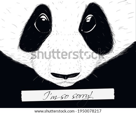 Sorry panda. Hand drawing sketch style vector illustration EPS8