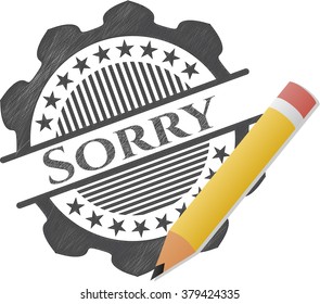 Sorry pencil strokes emblem