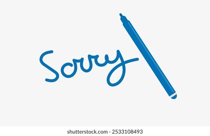 Sorry Phrase lettering handwritten text with felt pen. Vector illustration