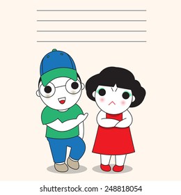 I'm So Sorry, Please Cool Off and Forgive Me paper note illustration set