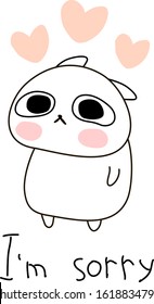 sorry quote cute hand drawn character illustration 