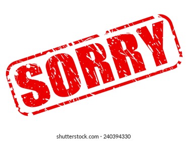 Sorry red stamp text on white
