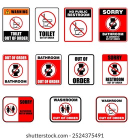 Sorry, Restroom out of order, sign vector