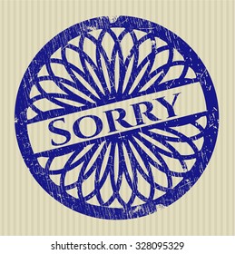 Sorry rubber stamp with grunge texture