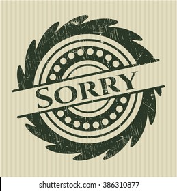 Sorry rubber stamp with grunge texture