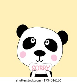 sorry  sign  with cute bear  cartoon   design for art and print  vector eps.10