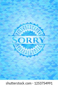 Sorry sky blue emblem with mosaic background