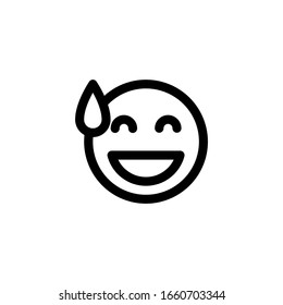 Sorry Smile with Sweat Regret Emoticon Icon Vector Illustration. Outline Style.
