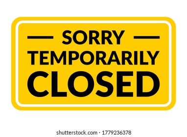 Sorry temporarily closed notification banner