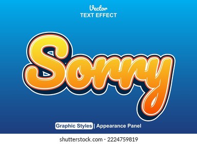 sorry text effect with graphic style and editable.