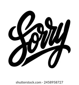 Sorry text lettering black handwritten logo on white 