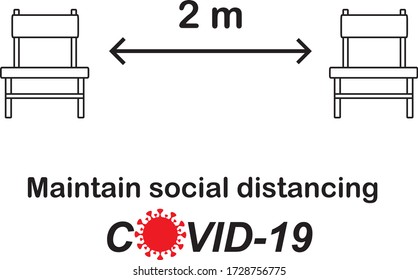 Sorry This Table Is Not In Use Due To Social Distancing Guidelines Vector Sign, Coronavirus or Covid-19