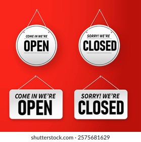 sorry we are closed. background.design closed banner on door store template. Signboard with a rope. Abstract concept for businesses, site, shop services element