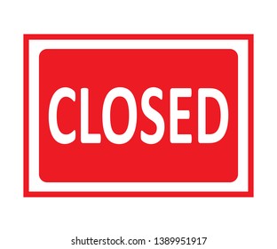 Sorry we're closed hanging sign on white background. Sign for door. Vector stock illustration.