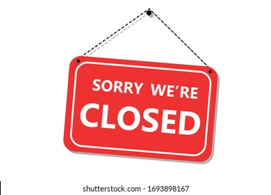 Closed Due Weather Sign Red Hanging Stock Illustration 795843199