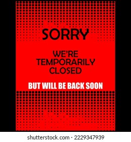Sorry, We're Temporarily Closed, Bud will be back soon, sticker label