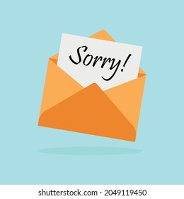 'Sorry' Written Inside An Envelope Letter (Line Icon in Flat Style Vector Illustration Design)