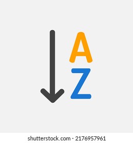 Ordenar un icono alfabético en estilo plano sobre el editor de texto, usar para la presentación de aplicaciones móviles del sitio web