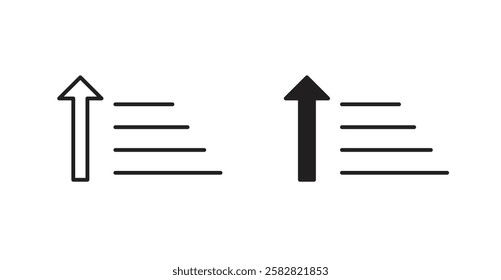 Sort amount up filled and outlined icons vectors on white background