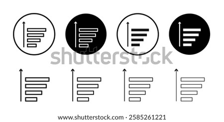 Sort amount up icon Black line art vector logo set