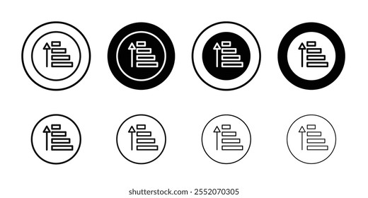 Sort amount up icon Black and white outline vector