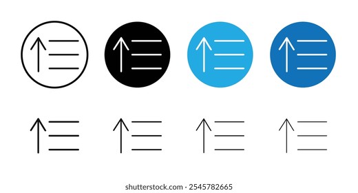 Sort amount up icon flat line symbol set.