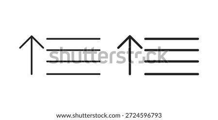 Sort amount up icon glyph and line set thin line symbol concept.