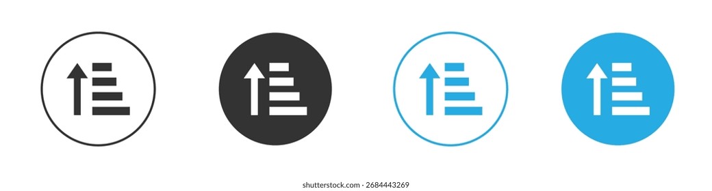 Icono de ordenar la cantidad hacia arriba. Plantilla de diseño de iconos gráficos