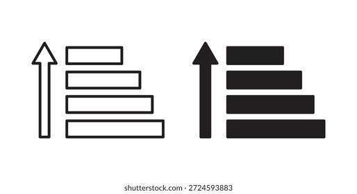 Icono de ordenar la cantidad con versiones de línea y silueta.
