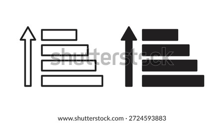 Sort amount up icon with line and silhouette versions.
