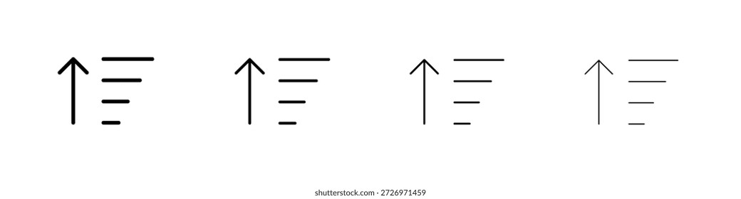 Icono de ordenar la cantidad hacia arriba en estilo de línea de trazo moderno. Vector 10 eps