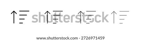 Sort amount up icon in modern stroke line style. Vector 10 eps