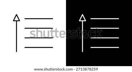 Sort amount up icon outline pictogram isolated on white. Vector Icon shape.