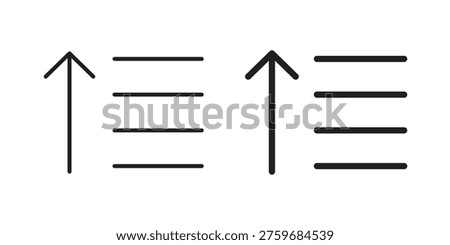 Sort amount up icon pack flat vector in outline