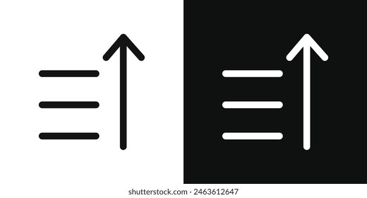 Sort Amount Up icon set. Filter arrow vector symbol. Ascending order sign. Sort button icon.