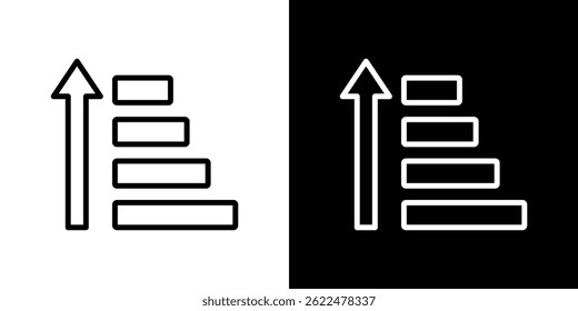 Classificar valor acima ícone forma gráfico simples clipart símbolo. linha fina contorno arte