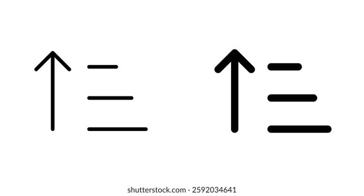 Sort amount up icon symbol collection on white background.