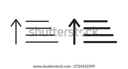 Sort amount up icons of black colored in various styles