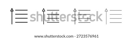 Sort amount up icons designed in outline, line and stroke style