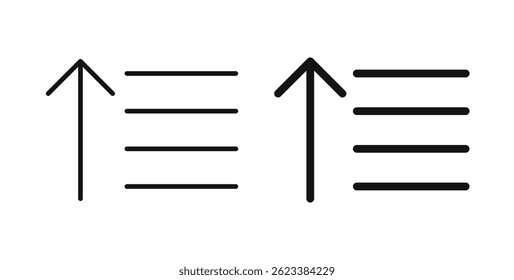 Sort amount up icons on white background for web