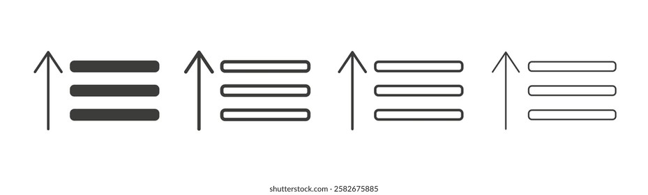 Sort amount up icons set vectors graphic designs