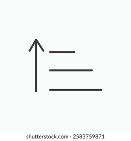 Sort amount up vector icon isolated in black line