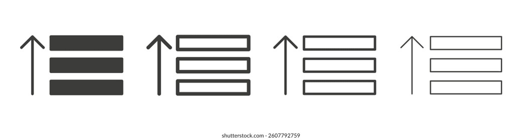 Sort amount up vector icons in black and blue colors