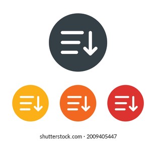 Sort and arrange list by descending order icon. Classification concept