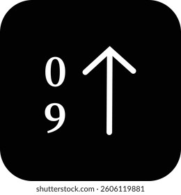 Sort arrow glyph icon. Sorting vector symbol isolated on transparent background. Digital Management of sort, order, adjustment icon sign. Editable stroke, Vector illustration.