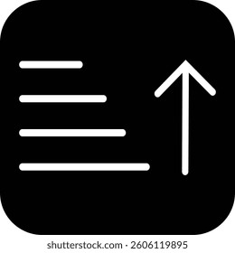 Sort arrow glyph icon. Sorting vector symbol isolated on transparent background. Digital Management of sort, order, adjustment icon sign. Editable stroke, Vector illustration.