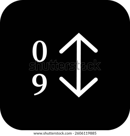 Sort arrow glyph icon. Sorting vector symbol isolated on transparent background. Digital Management of sort, order, adjustment icon sign. Editable stroke, Vector illustration.