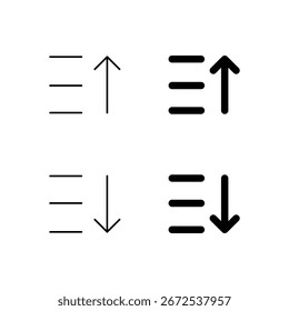 Classificar em Ordem Crescente e Classificar em Ordem Decrescente Coleção de Ícones em Estilo Sólido e Linha