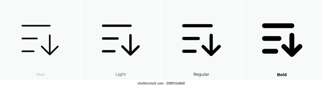 sortieren Sie das aufsteigende Symbol. Thin, hellrosa und feines Design einzeln auf weißem Hintergrund