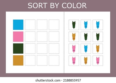 Sort  clothes by color. Logic game for children.
